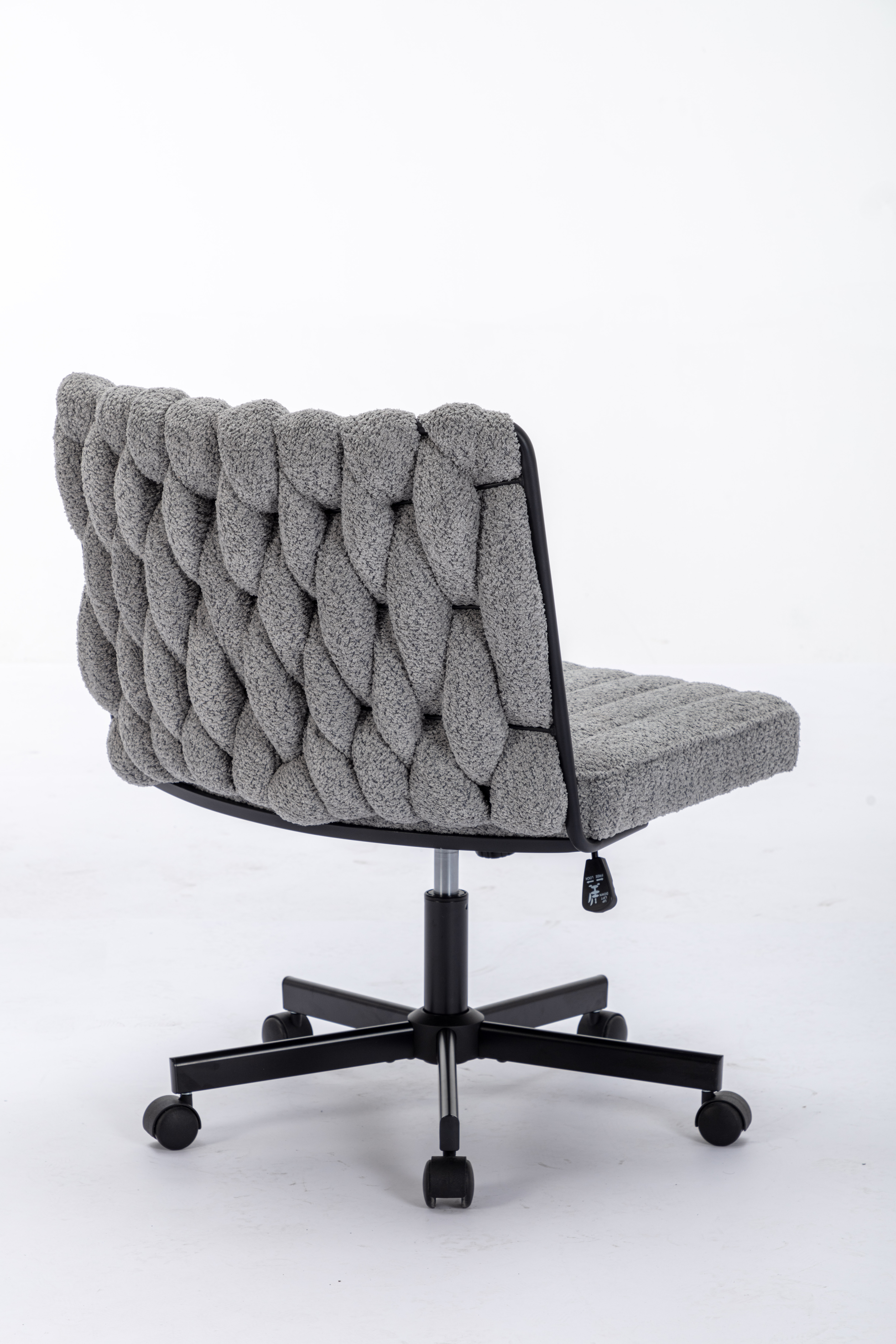 Criss Cross Legged Office Desk Chair With Wheels, Modern Armless Desk Chair With Wide Seat, Home Office Chairs For Work, Meditation, Vanity,Grey_voghion.com